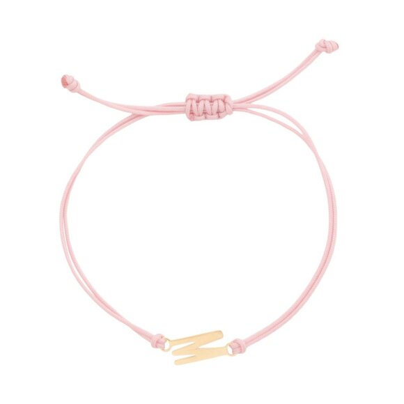 GOLDEN CLEF Pink Made In Italy 14kt Gold M Initial Adjustable String Bracelet